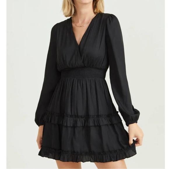 Dresses | Black Smocked Long Sleeve Dress | Poshmark
